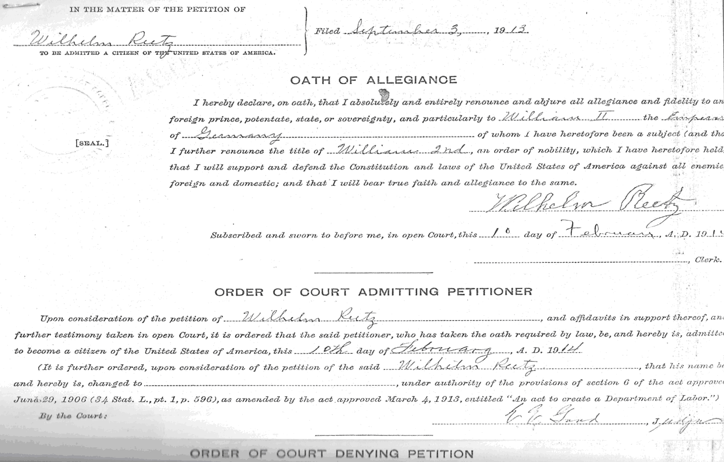 Oath of Allegiance - Wilhelm Reetz